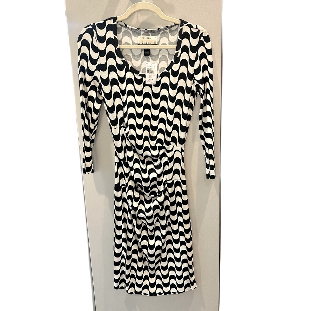 Black and White long sleeve Maternity Dress by  Nicole Miller Artelier